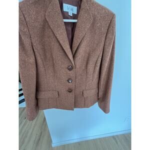 Le Suit Women's 12 Blazer/Jacket Siena Brown 3 Button, Equestrian, Career